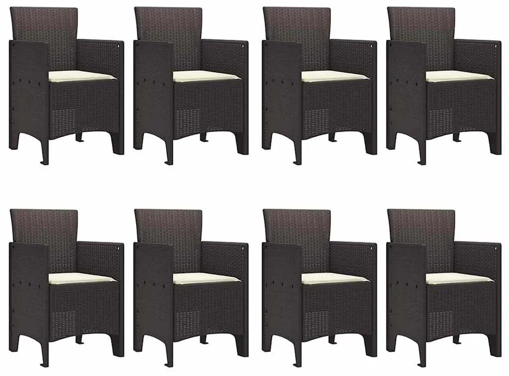vidaXL Σέτ φαγητού για κήπο 9 pcs Καφέ Rattan Polt