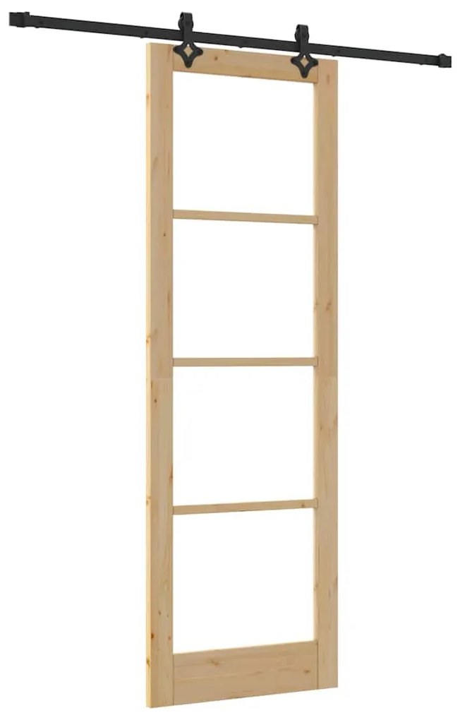 vidaXL Συρόμενη Πόρτα Χειροκίνητος Καφέ 78 x 232 cm Ξύλο και μέταλλο