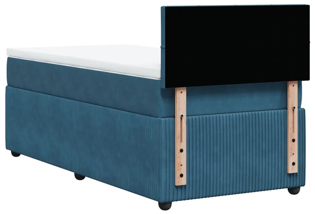 Κρεβάτι Boxspring με Στρώμα Μπλε 90x200 εκ. Βελούδινο 3289954