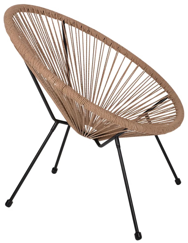 Πολυθρόνα Κήπου ArteLibre APRONIUS Φυσικό/Μαύρο Rattan/Μέταλλο 71x73x77cm-14510061
