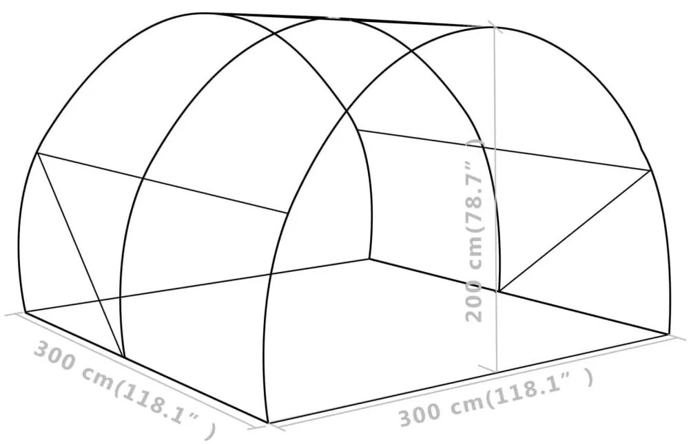 Θερμοκήπιο 9 μ² 300 x 300 x 200 εκ. - Λευκό