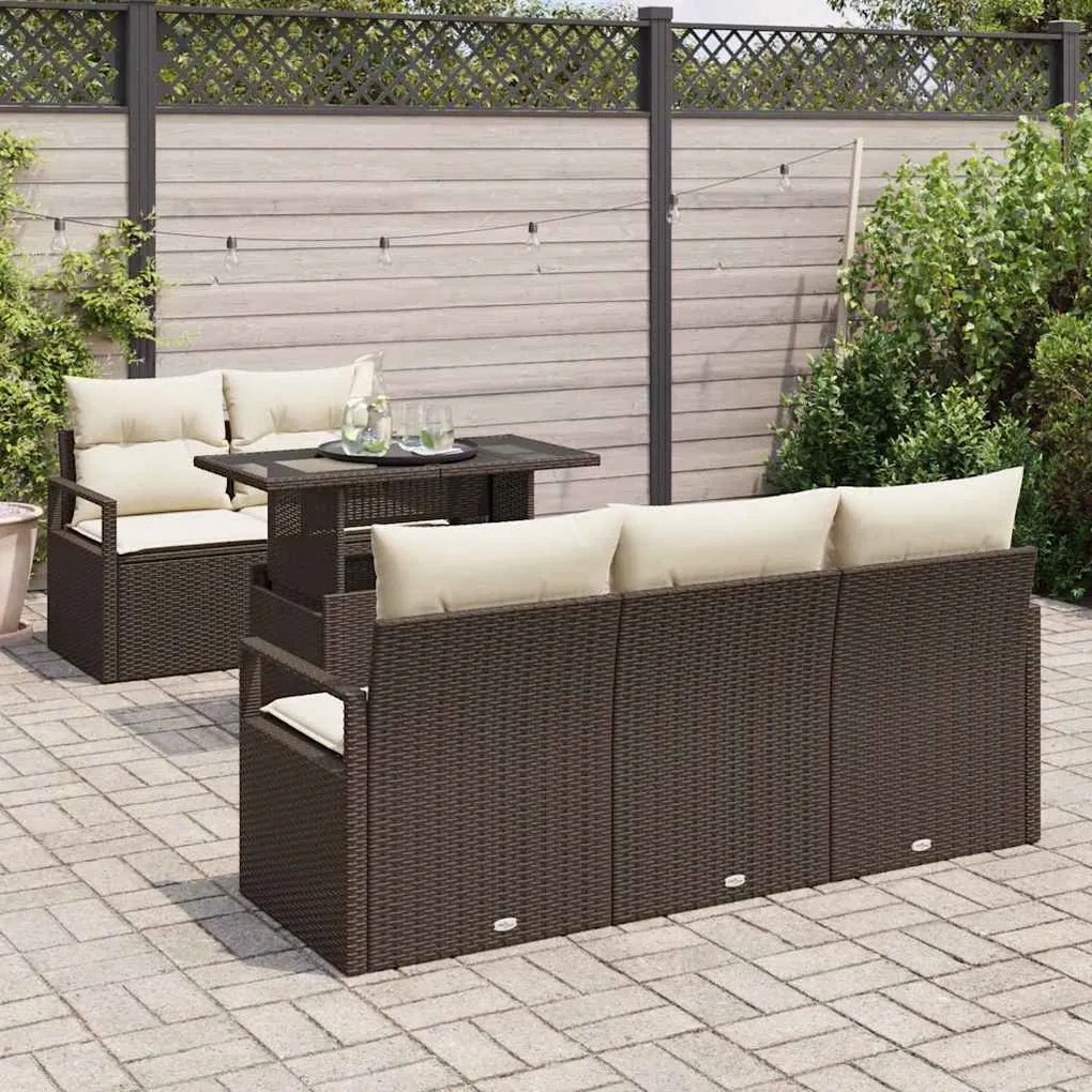 vidaXL Σετ Καναπέ Κήπου 6 pcs Καφέ και κρεμ 100 x 55 x 73 εκ.