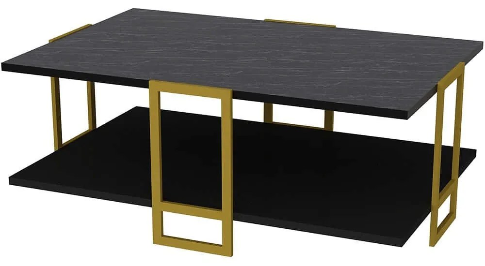 Τραπέζι Σαλονιού Polka 875ZNA2814 91,5x61,5x36,6cm Marble Effect Black