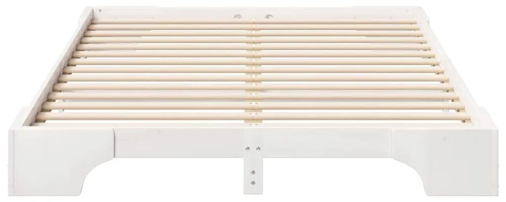 vidaXL Κρεβάτι δαπέδου με αποθήκευση Λευκό 140 x 210 cm ξύλο
