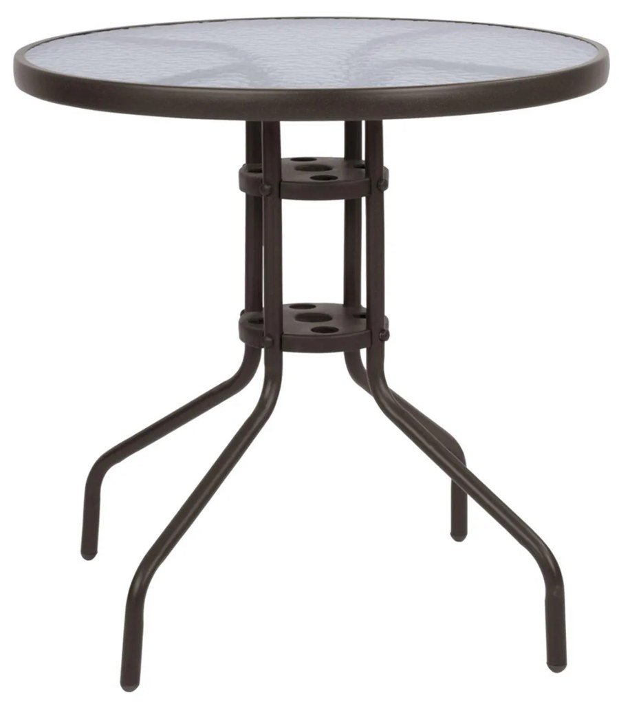 Τραπέζι LIMA Μεταλλικό Καφέ με Γυάλινη Επιφάνεια Φ70x70Υ εκ. 70x70x70 εκ.