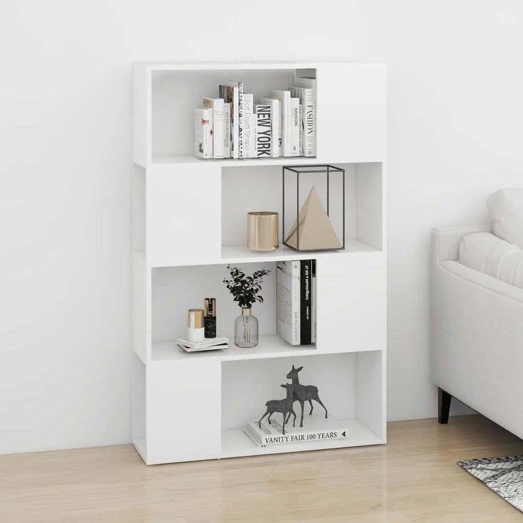 vidaXL Βιβλιοθήκη/Διαχωριστικό Χώρου Λευκό 80x24x124,5 εκ. Μοριοσανίδα