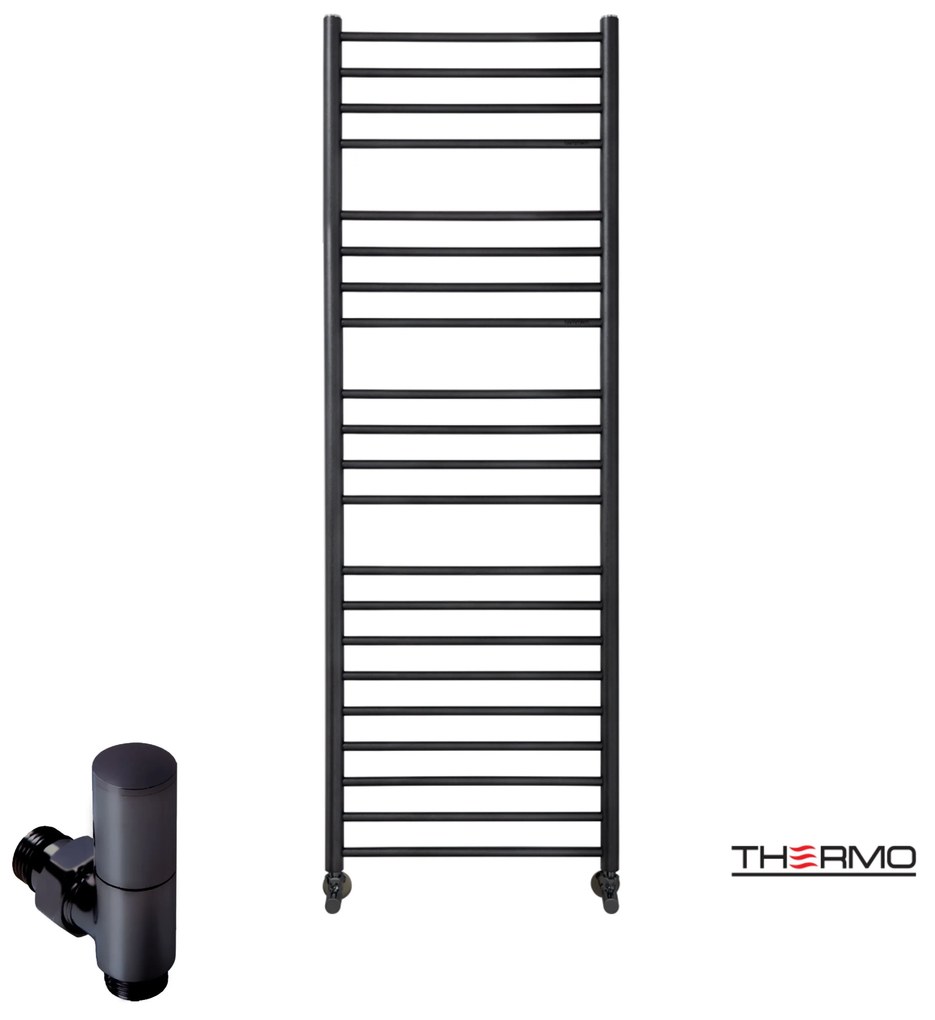 Thermo BELLAVIA Θερμαινόμενη πετσετοκρεμάστρα από ανοξείδωτο χάλυβα με υδραυλική λειτουργία150x50cm Silk Black