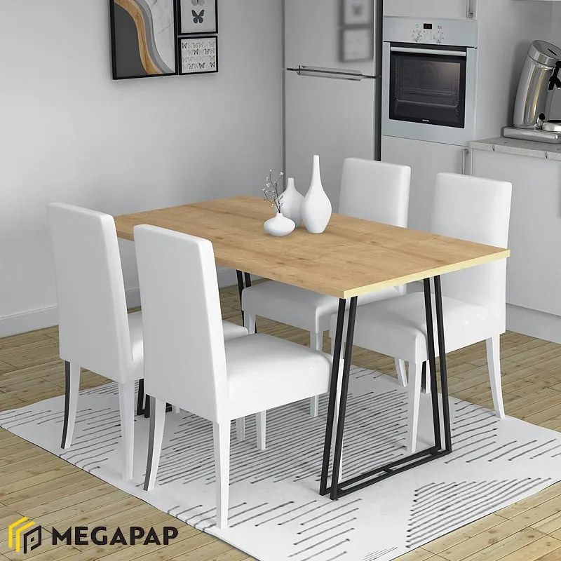 ΤΡΑΠΕΖΙ GABLE MEGAPAP ΧΡΩΜΑ ΦΥΣΙΚΟ ΟΞΙΑΣ - ΑΝΘΡΑΚΙ 140X80X76ΕΚ.