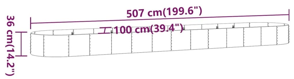 vidaXL Ζαρντινιέρα Πράσινο 507x100x36εκ. Ατσάλι με Ηλεκτρ.Βαφή Πούδρας