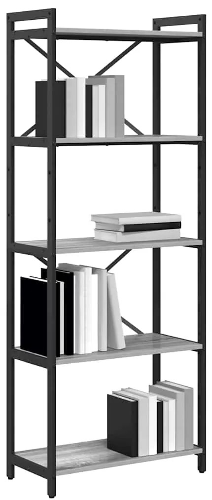 vidaXL Βιβλιοθήκη Γκρι sonoma 60 x 30 x 153 εκ Επεξεργασμένο ξύλο