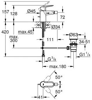 Μπαταρία μπιντέ Grohe Bauedge