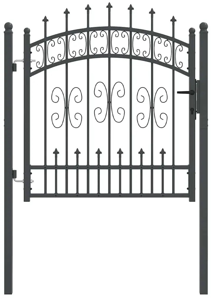 vidaXL Πύλη Φράχτη με Στρογγυλή Κορυφή Γκρι 103 x 100 εκ. Ατσάλι