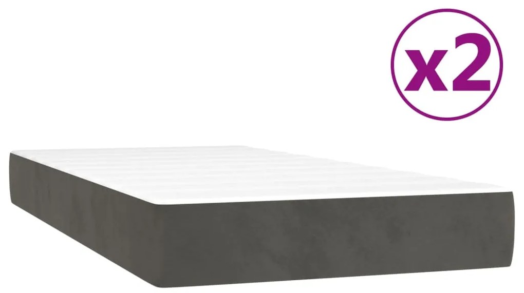 vidaXL Κρεβάτι Boxspring με Στρώμα Σκούρο Γκρι 200x200 εκ. Βελούδινο