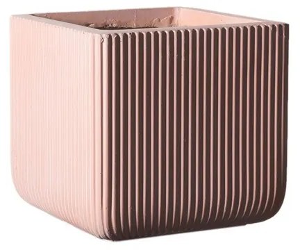 Supergreens Γλάστρα Πήλινη Τετράγωνη ''Stripe'' Σομόν L 37x37x33 εκ.