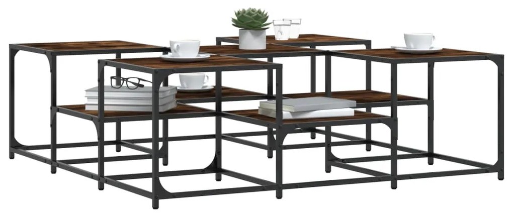 vidaXL Τραπεζάκι Σαλονιού Καπνιστή Δρυς 121x121x40εκ. Επεξεργασμ. Ξύλο