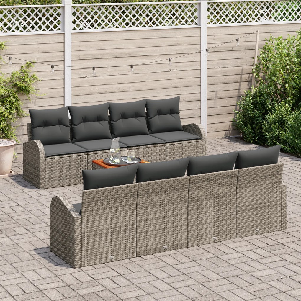 vidaXL Σετ Καναπέ Κήπου Γκρι 9 pcs Γκρι Large Ράτταν, Μαξιλάρι