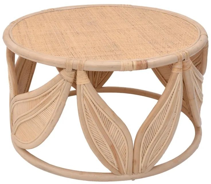 Τραπέζι σαλονιού Siderty rattan pe σε φυσική απόχρωση Φ80x45εκ 80x80x45 εκ.