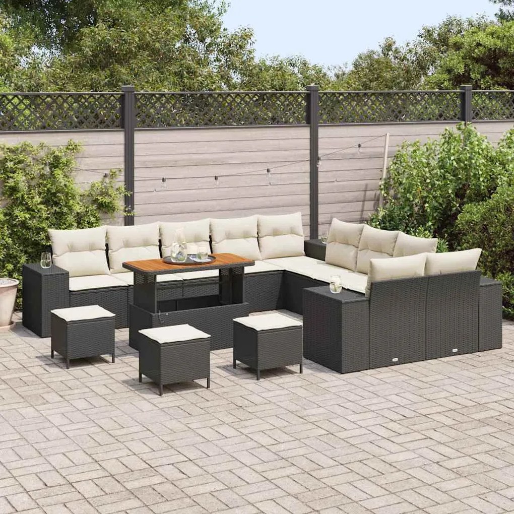 vidaXL Σετ Καναπέ Κήπου Ρυθμιζόμενο ύψος 13 pcs Μαύρο συνθετικό ρατάν