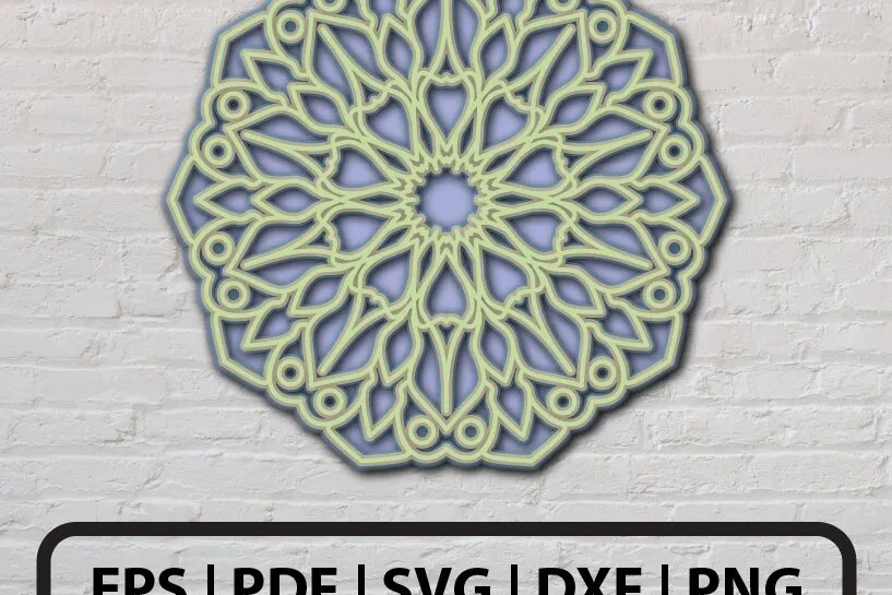 Σετ των 2 Intra απο ξύλο plywood 3mm-4mm πάχος 3D Layered Abstract Mandala Δίασταση 30x30 cm INTRAFABR-24589150