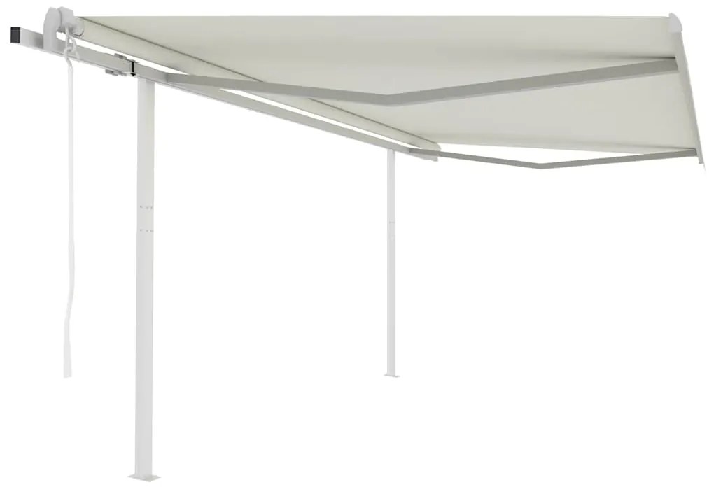 vidaXL Τέντα Συρόμενη Αυτόματη με Στύλους Κρεμ 4 x 3 μ.
