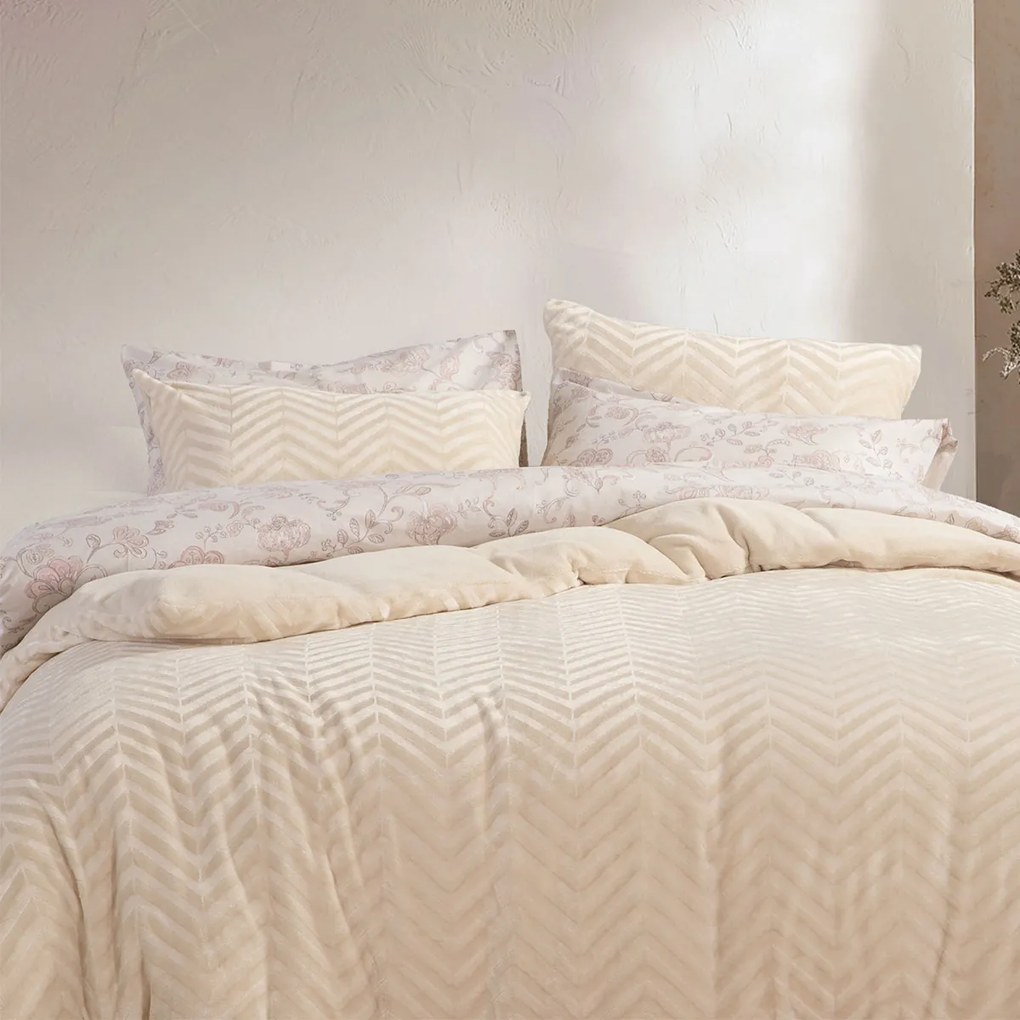 Παπλωματοθήκη Fleece Υπέρδιπλη (Σετ 240x220) Nef-Nef Homeware Carmen Ecru