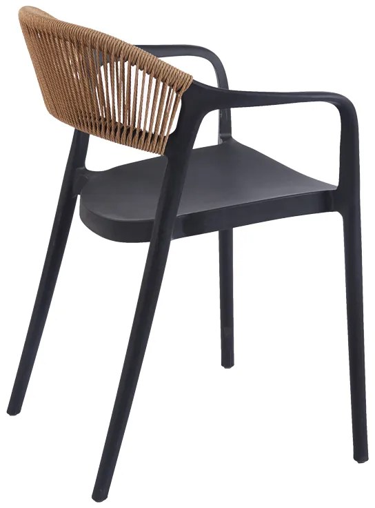 Πολυθρόνα Ankara pakoworld στοιβαζόμενη pp-pe rattan σε μαύρη-φυσική απόχρωση 54x55.5x77εκ
