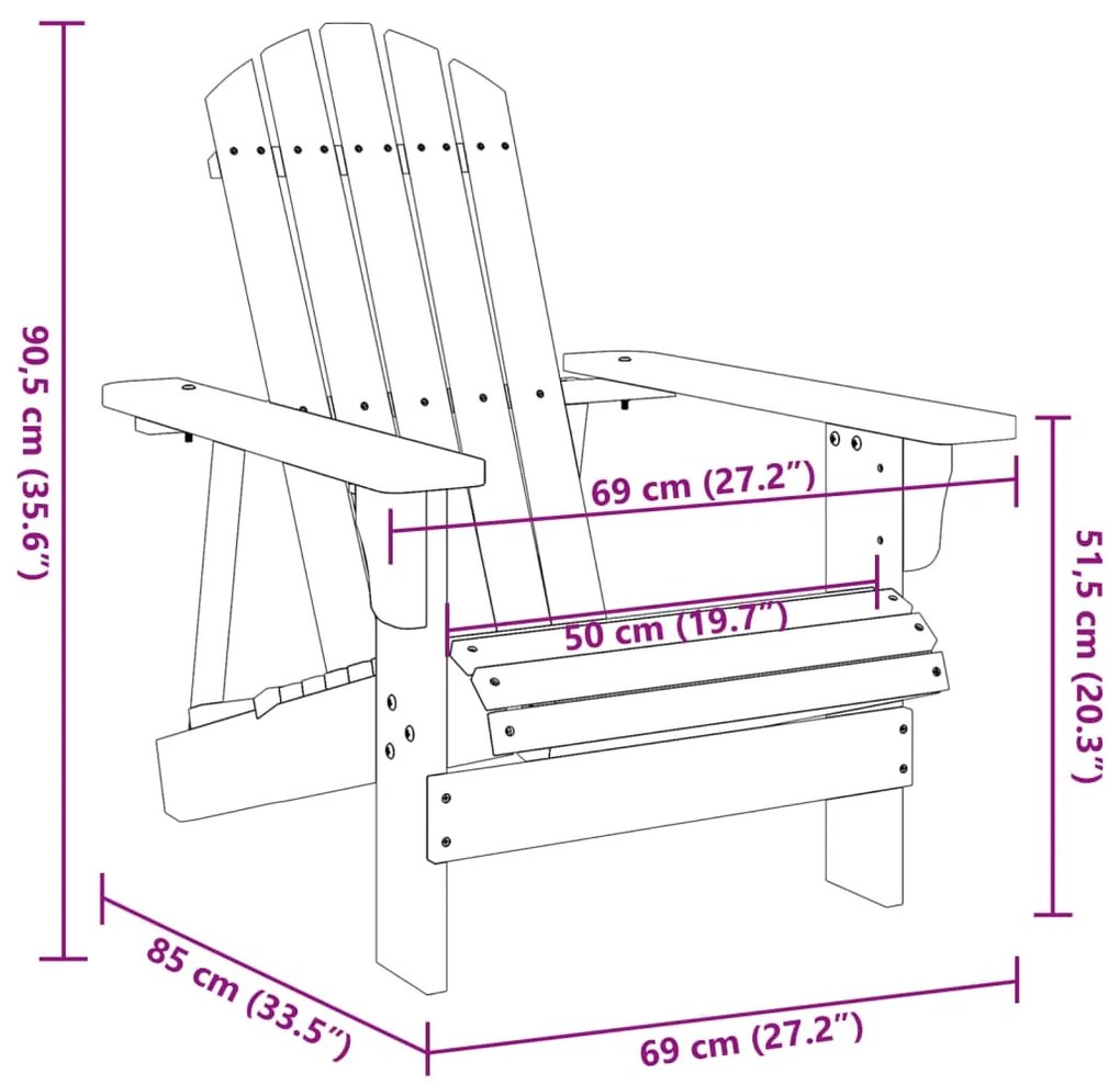 Καρέκλα Adirondack Λευκή 69x85x90,5 εκ. από Ξύλο Ελάτης - Λευκό