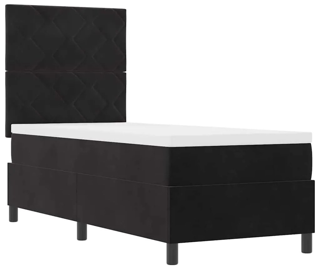 vidaXL Κρεβάτι με ελατήρια με στρώμα Μαύρο 80 x 200 cm Βελούδο