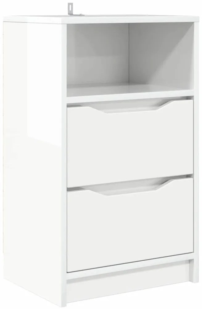 vidaXL Κομοδίνο με συρτάρι Υψηλής γυαλάδας λευκό 40 x 30 x 467 εκ