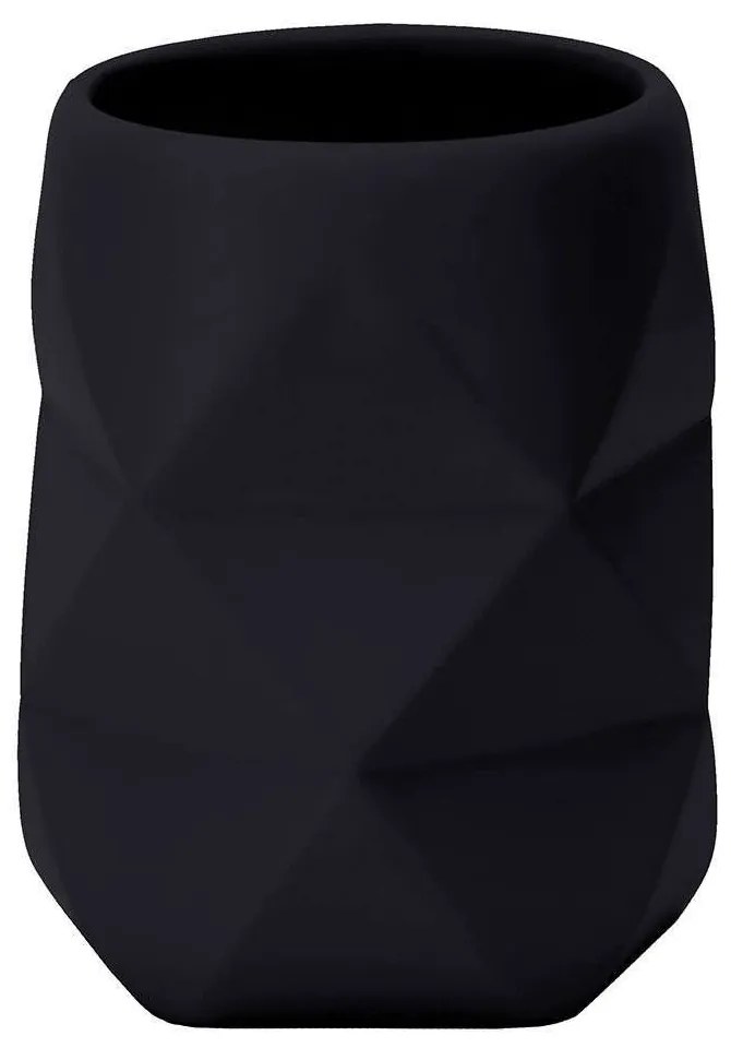Ποτήρι Οδοντόβουρτσας Crackle 8430 8x10cm Black Kleine Wolke Polyresin