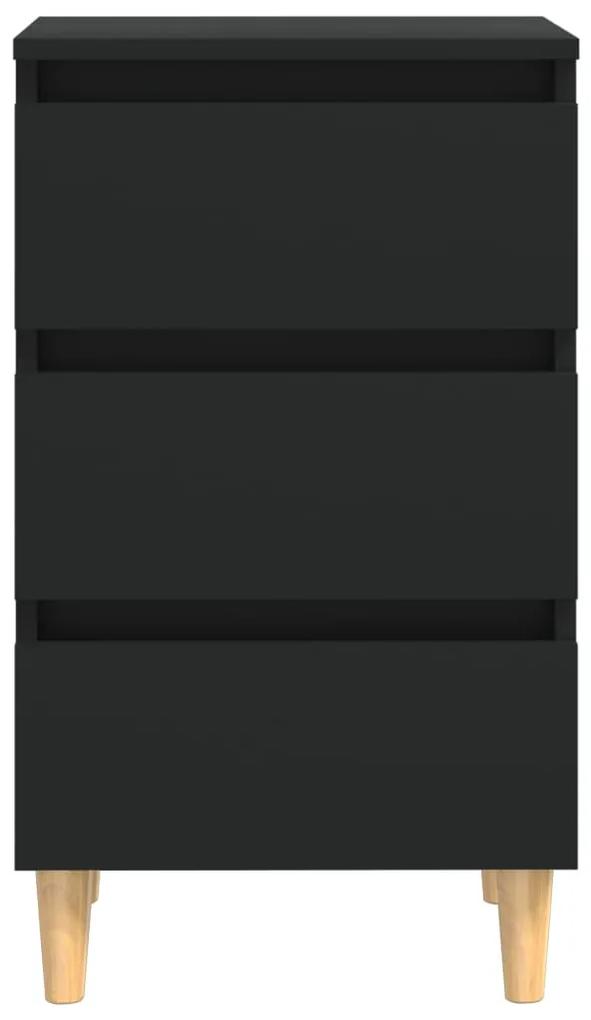 vidaXL Κομοδίνο Μαύρο 40 x 35 x 69 εκ. με Μασίφ Ξύλινα Πόδια