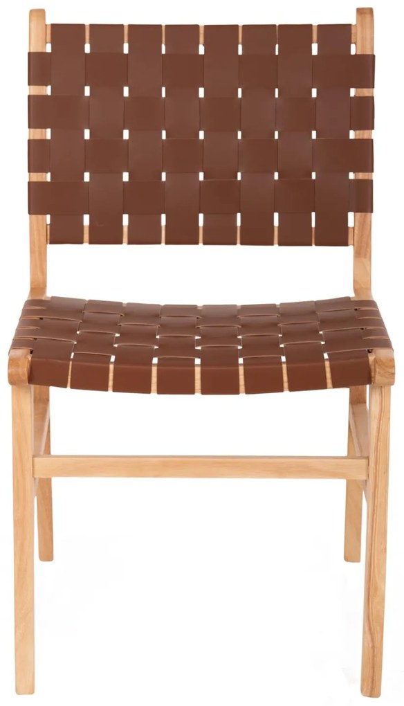 Καρέκλα FELIPE Ξύλο Τοοn με Καφέ PU 49x59x86Yεκ. 49x59x86 εκ.