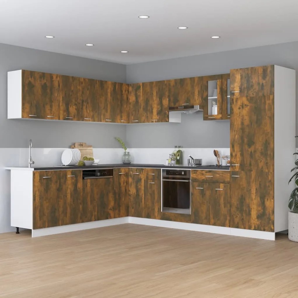 vidaXL Ντουλάπι με Συρτάρια "Lyon" Καπνιστή Δρυς 30x46x81,5 εκ. από Τεχνητό Ξύλο