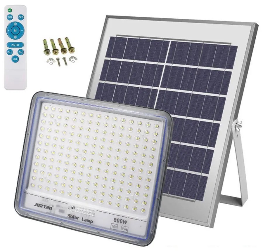 Led Αδιάβροχος Ηλιακός Προβολέας 200W 9000LM με Πάνελ και Τηλεχειριστήριο Jortan JT-BS200W