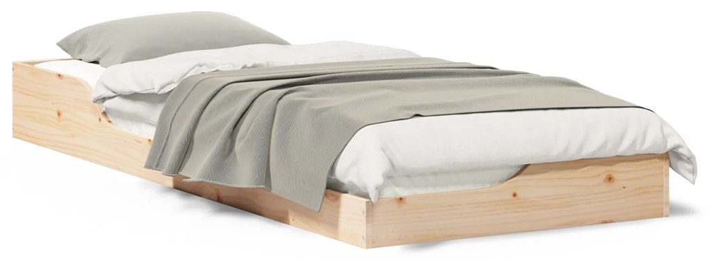 vidaXL Κρεβάτι δαπέδου Καφέ 80 x 220 cm Μασίφ ξύλο πεύκου