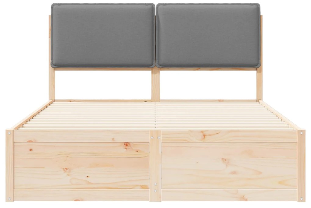 vidaXL Σκελετός Κρεβατιού με Επενδεδυμένο Κεφαλάρι Ανοιχτό γκρι