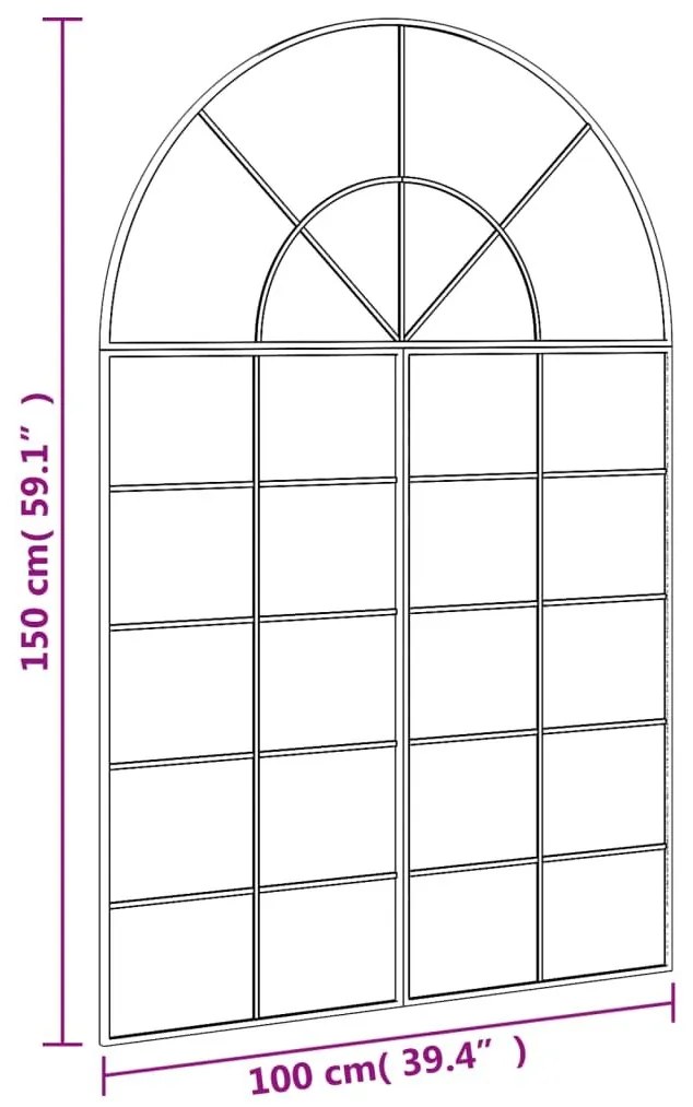 Καθρέφτης Τοίχου Αψίδα Μαύρος 100 x 150 εκ. από Σίδερο - Μαύρο