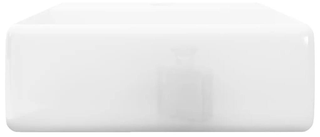 vidaXL Νιπτήρας Μπάνιου Τετράγωνος με Οπή Βρύσης Λευκός Κεραμικός