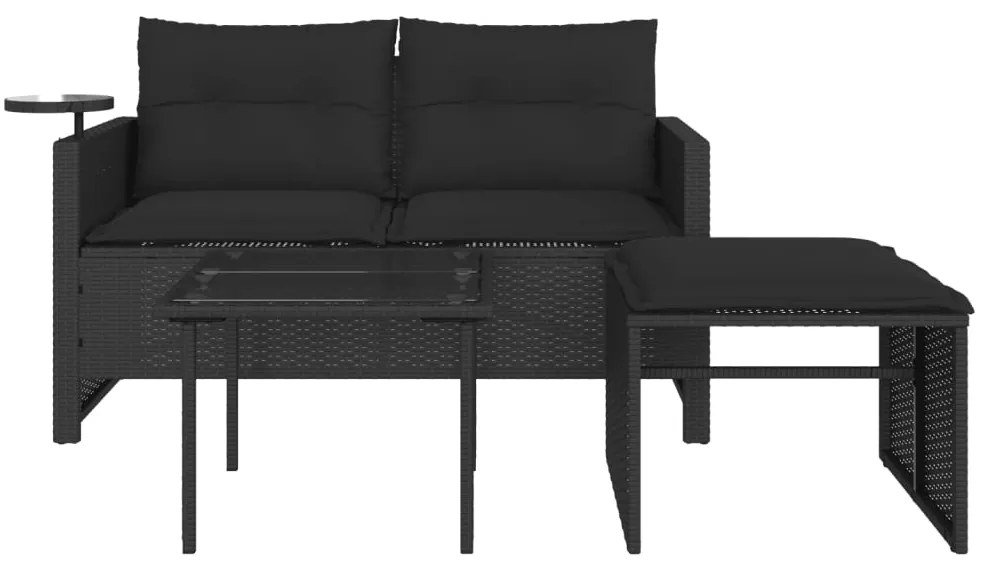 vidaXL Σετ Καναπέ Κήπου 3 Τεμαχίων Μαύρο Συνθετικό Ρατάν με Μαξιλάρια