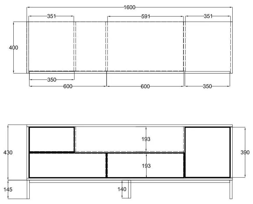 BLACKBIRD TV STAND RIVIERA OAK ΜΑΥΡΟ 160x40,5xH58cm - 05-0670 - 05-0670