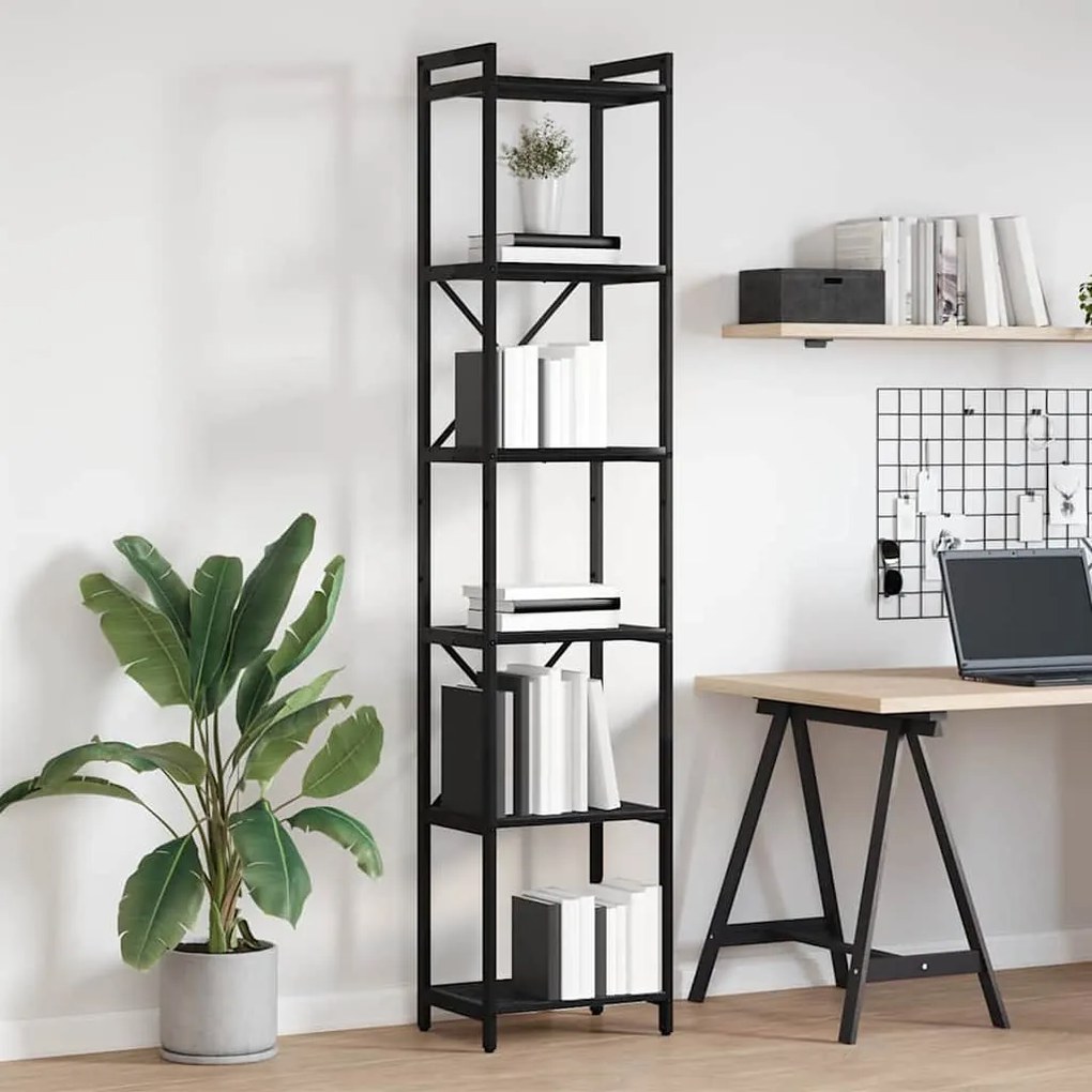 vidaXL Ράφι Βιβλίων Μαύρη Οξυά 40 x 30 x 189,5 εκ Επεξεργασμένο ξύλο