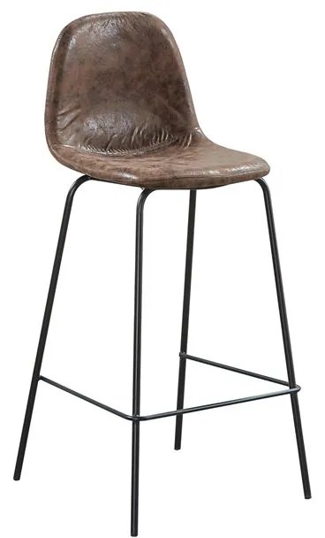 CELINA Σκαμπό BAR με Πλάτη, Κάθισμα Η.67cm, Μέταλλο Βαφή Μαύρο, Ύφασμα Suede Καφέ -  47x51x67/97cm