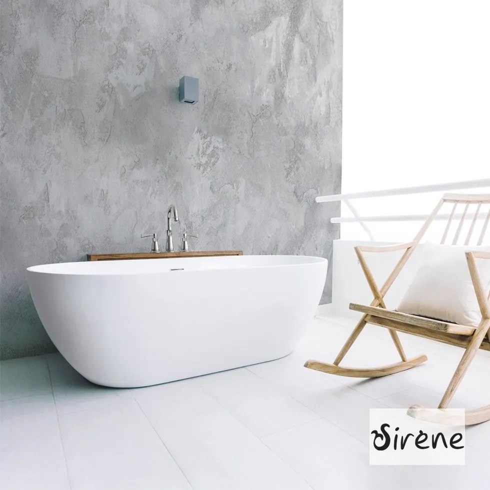Sirene Cusco Solid Surface Μπανιέρα ελεύθερης τοποθέτησης 155x75εκ White Matt