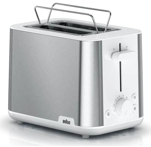 Braun Φρυγανιέρα 2 Θέσεων 900W Inox-Λευκό HT1510WH