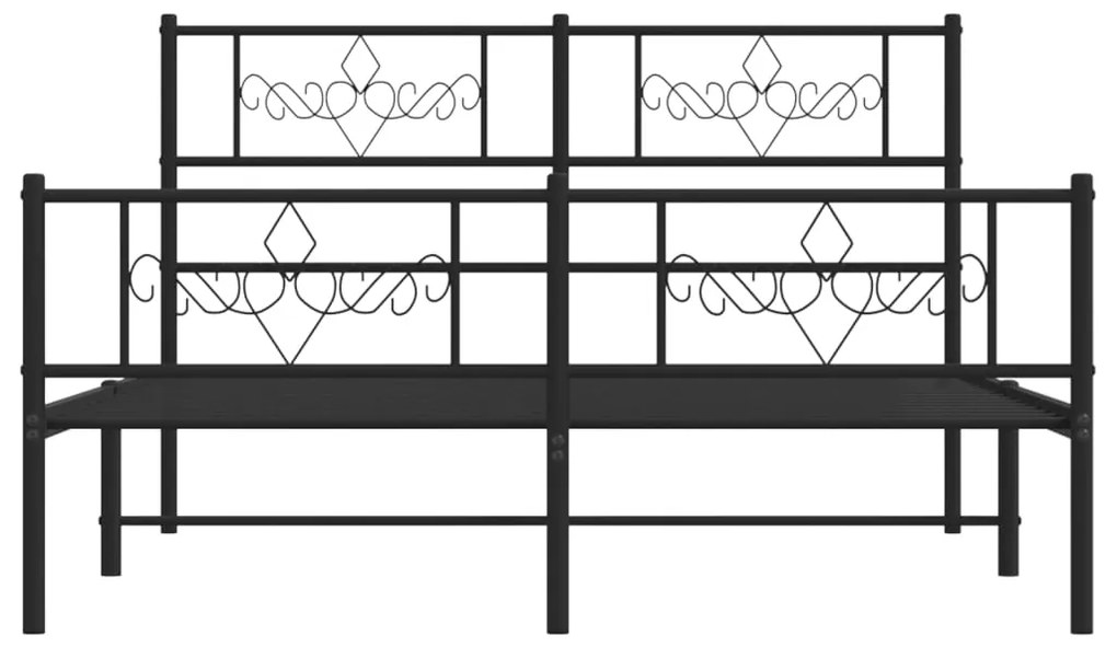 vidaXL Πλαίσιο Κρεβατιού με Κεφαλάρι&Ποδαρικό Μαύρο 140x190εκ. Μέταλλο
