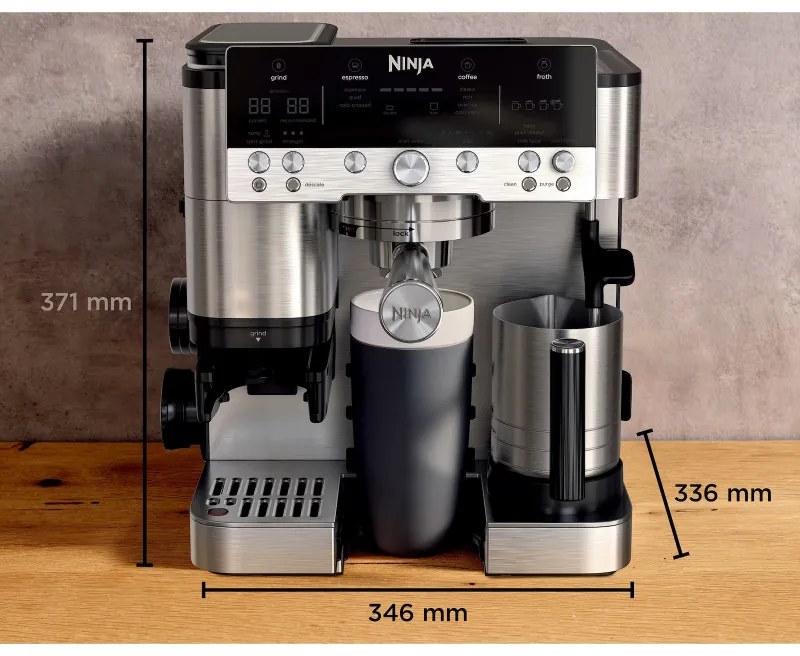 3σε1 Ninja Luxe Café Premier ES601EU, 1650W, 15 bar, 2 λίτρα, Barista Assist, Λειτουργία καμένου νερού, 4 λειτουργίες, 3 ρυθμίσεις θερμοκρασίας, Inox/cherryn