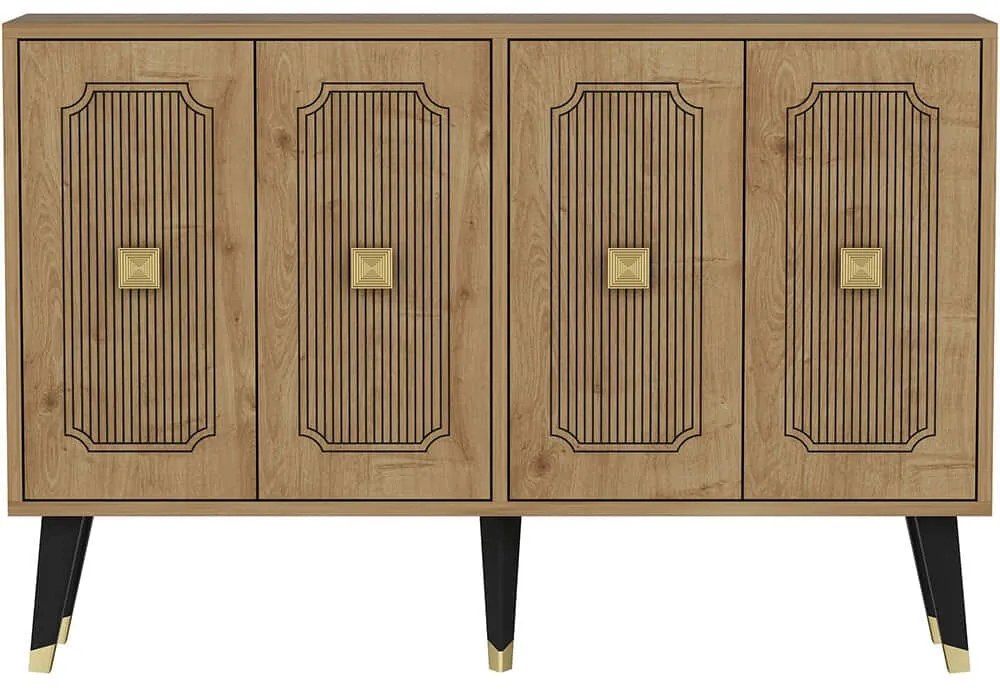 Μπουφές Desari 327ODS1230 120x30x80cm Oak-Gold Μοριοσανίδα, Μελαμίνη