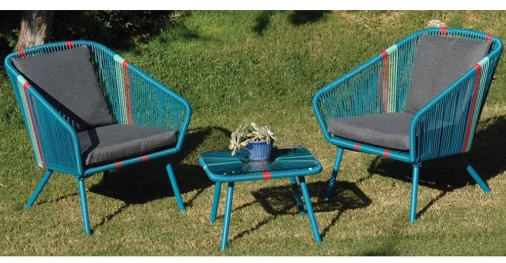 Σετ Σαλόνι 154517 63,2x70x77,5/48x48x37.8cm Blue Two Seater