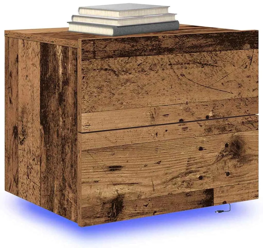 vidaXL Κομοδίνο 2 pcs Παλιό ξύλο 50 x 39 x 41 εκ. Επεξεργασμένο ξύλο