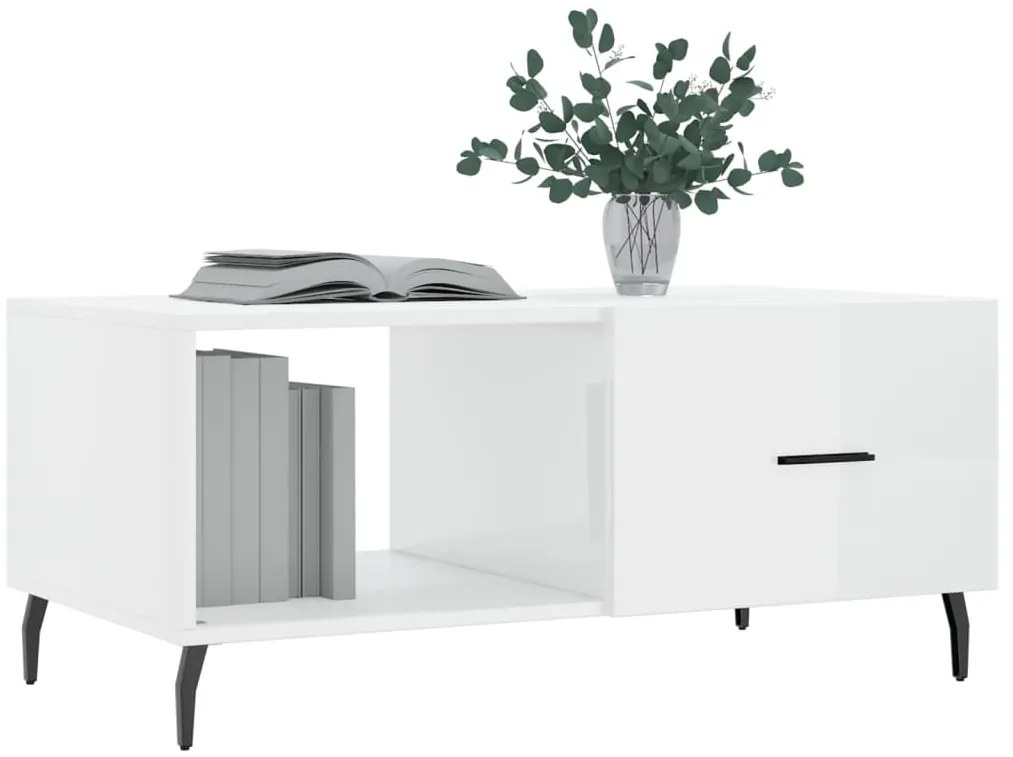 vidaXL Τραπεζάκι Σαλονιού Γυαλ. Λευκό 90x50x40 εκ. Επεξεργ. Ξύλο